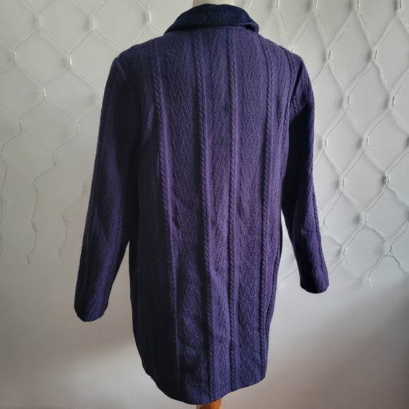 Vintage Wool Sweater Coat • Made In Ireland • Cable Knit • Tagged Medium - Picture 4 of 6